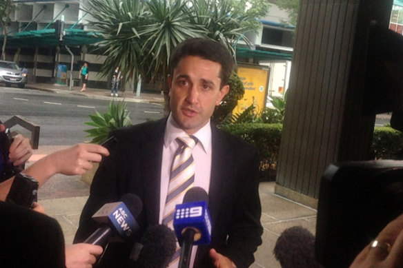 David Crisafulli fronts media in the months after his return to state parliament as member for the Gold Coast-based seat of Broadwater in 2017.