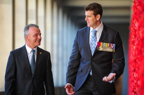 Former Australian War Memorial director Brendan Nelson and Ben Roberts-Smith at the Australian War Memorial.