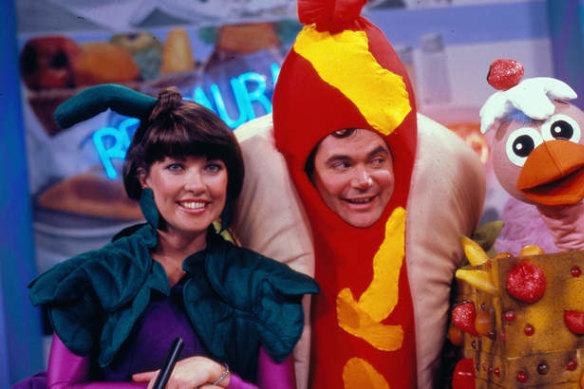 Blast from the past: Jacki MacDonald, Daryl Somers and Ossie Ostrich in Hey Hey It’s Saturday back in 1987.