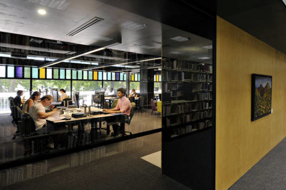 Students in Deakin University's Waurn Ponds campus library. 