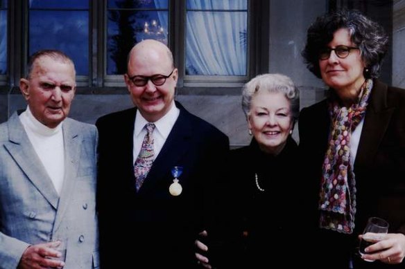 Medal citizen: Williams with his parents, David and Joan, and his wife, Cathy Dovey, after receiving the Order of Australia.