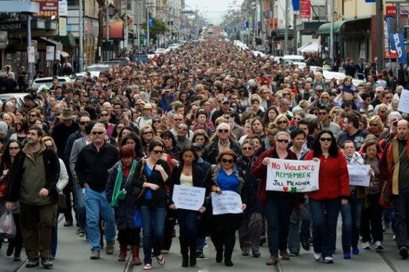 Tens of thousands of people marched along Sydney Road after the murder of Jill Meagher.