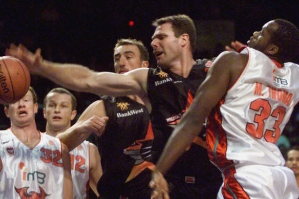Former Wildcats captain Andrew Vlahov (second from right) in action back in 2002.