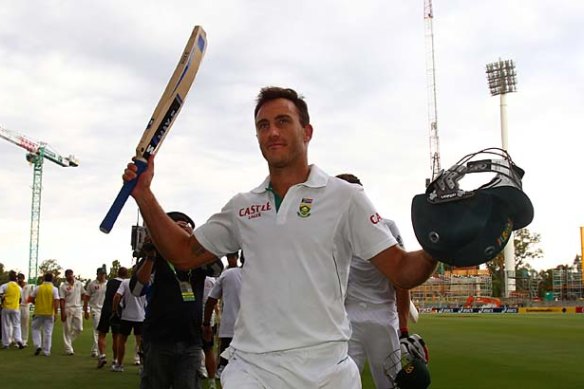 Man of the match: Faf du Plessis after his match-saving century in Adelaide in 2012.