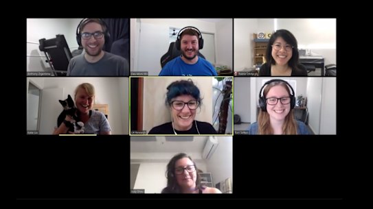 A Work180 meeting over Zoom. 