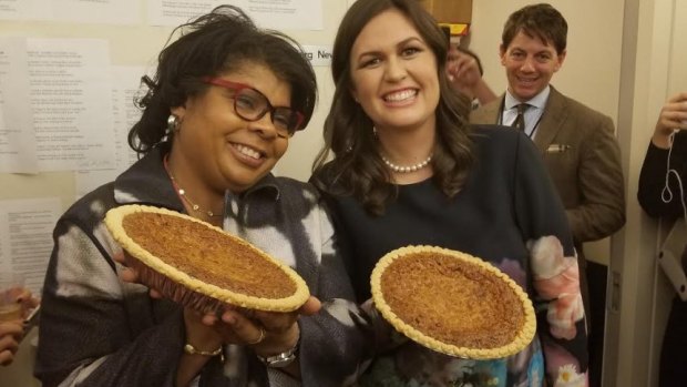 Journalist April Ryan (left) and White House press secretary Sarah Huckabee Sanders tried unsuccessfully to patch up their relationship over Christmas pie.