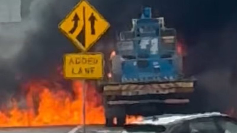 Major delays after truck inferno on Gateway