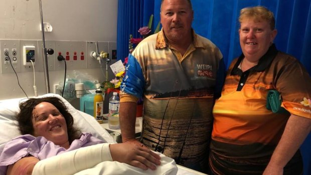 Robert and Amanda Boswell travelled to officer Stephanie Tyler's side at Townsville Hospital to see how she was healing.