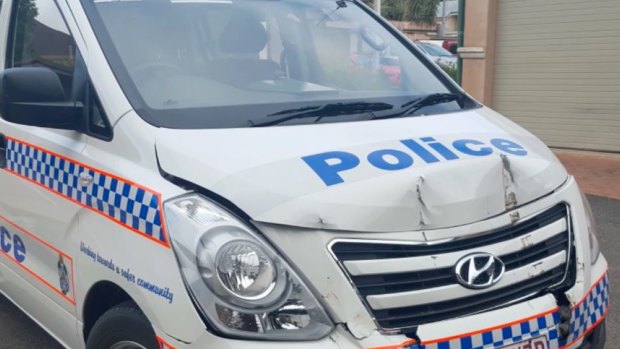 Police have arrested a truck driver after their van was allegedly smashed. 