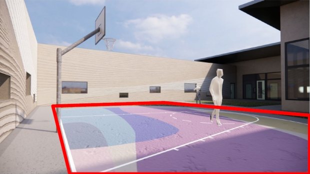 The Department of Justice suggested the artwork could be a mural on the basketball court. 
