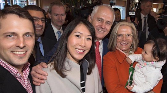 The Turnbulls visit to Hurstville - Alex, Yvonne, granddaughter Isla, Malcolm and Lucy Turnbull. 