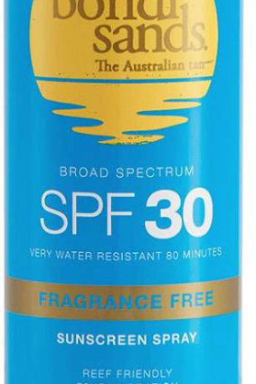 A bottles of Bondi Sands sunscreen spray also bearng the phrase ‘reef friendly’.