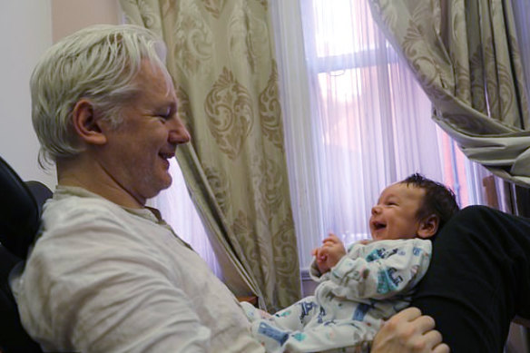 WikiLeaks founder Julian Assange with Gabriel, the first of the two children that he was said to have fathered while in asylum at the Ecuadorian embassy in London. 