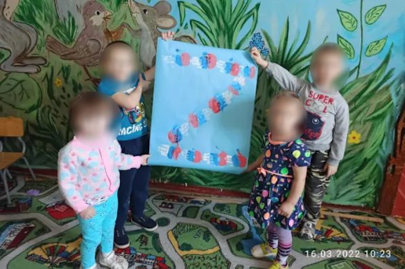 Even children in kindergarten have lessons about supporting the war.