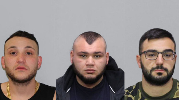 From left, Abdullah El Nasher, Ali El Nasher and Mikhael Myko are wanted over the shootings at Melbourne Pavilion.