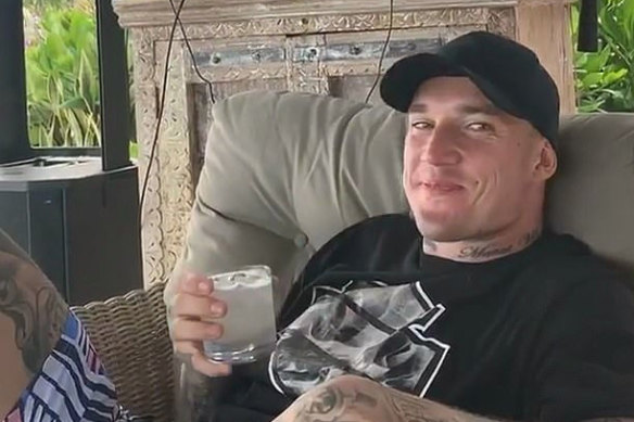 Dustin Martin in the Maldives with Serena Williams last November.