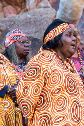 Members of the Central Australian Aboriginal choir, pictured last year, will sing a new version of the anthem on Sunday. It replaces the word "young" with the word "one" and adds a new verse that recognises 60,000 years of continued existence by Aboriginal Australians. 