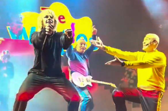 The Kid Laroi is joined by The Wiggles during his concert at Rod Laver Arena. 