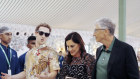 A newly trendy Mark Zuckerberg with Bill Gates and Paula Hurd at a high society wedding in India.