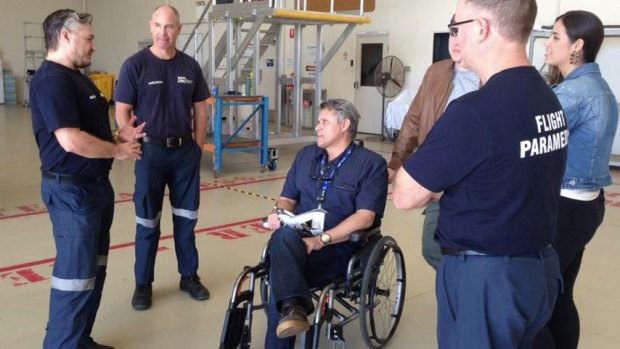 Mr Berg was reunited with the RACQ LifeFlight Rescue helicopter crew who helped to saved his life on Friday.