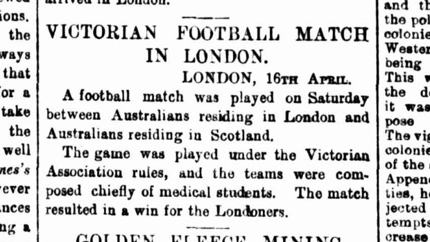 A clipping of a report about the game that was published in The Age at the time. 