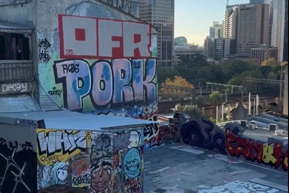 Views from the Surry Hills building destroyed by fire on Thursday.