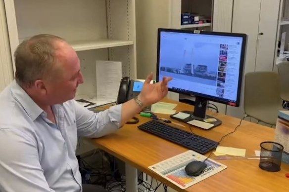 A video Barnaby Joyce posted as he watched the Liddell Power Station stacks topple on May 26.