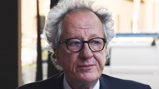 Geoffrey Rush leaves the Federal Court in Sydney on November 8.