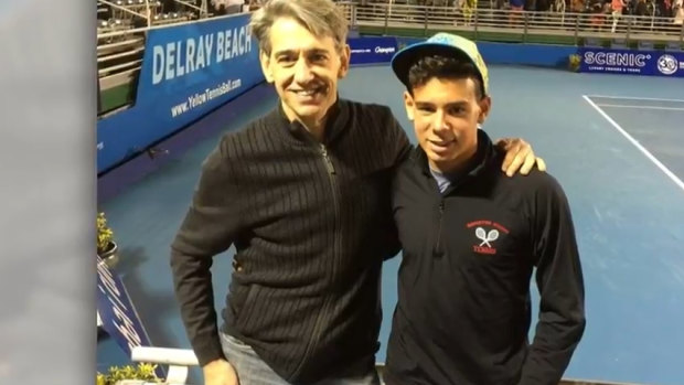 Tennis fans Dr Edmund Pribitkin and his teenage son Edik.