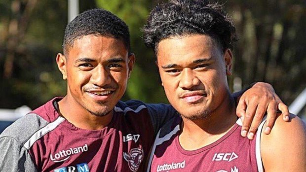 Young guns: Manase Fainu, left, with best mate and fellow Sea Eagle Moses Suli.