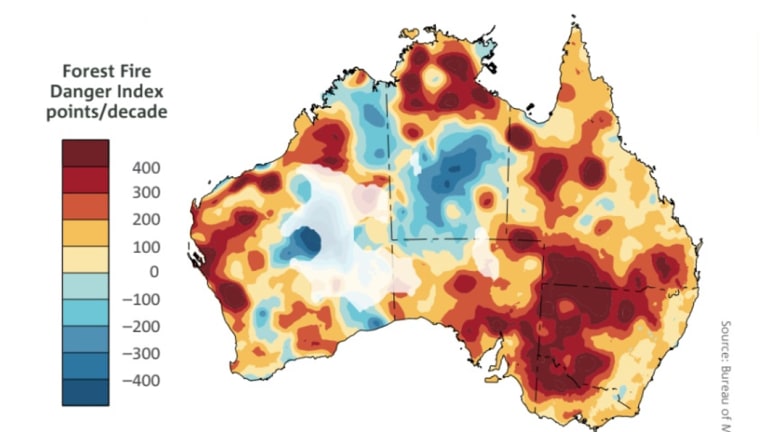 Fire weather conditions are worsening, particularly in the south and east of the country. 