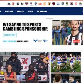 This anti-gambling ad was pulled from the AFL website one week into a four-week campaign. The AFL said its removal was an error.