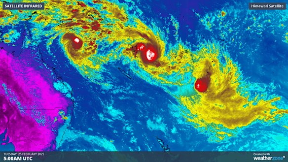 Tropical cyclones Rae, Seru and Alfred.