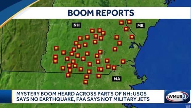 Reports of the boom on a map shown by local media.