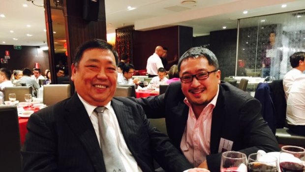 Former NSW Labor MP Ernest Wong and Jonathan Yee at the 2015 Chinese Friends of Labor dinner at The Eight restaurant in Sydney.