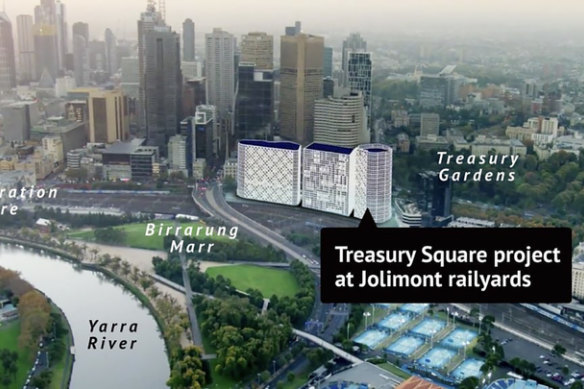 The proposed Treasury Square development project at Jolimont Rail Yards.