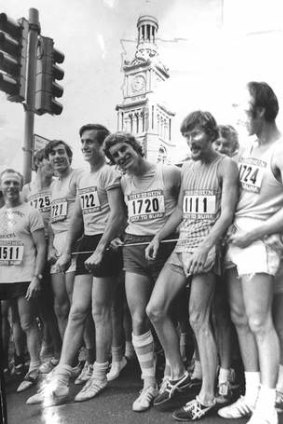 Waiting for the starter’s gun at the first City2Surf in 1971. 