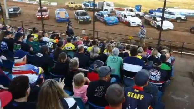 Not happy: Hundreds of fans staged a rally to protest against the state government's decision to acquire the Sydney Speedway.