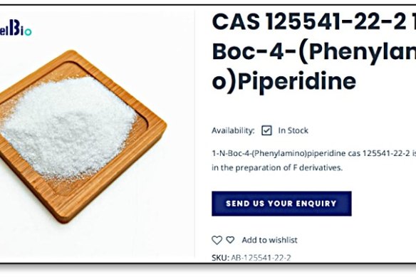 An online ad for fentanyl precursors by Amarvel Biotech as provided by the US Attorney’s Office, Southern District of New York.