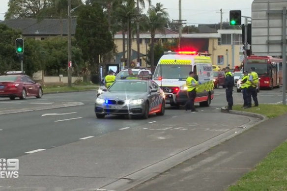 Police at the scene of an alleged hit and run in Bankstown on Friday, August 12. 