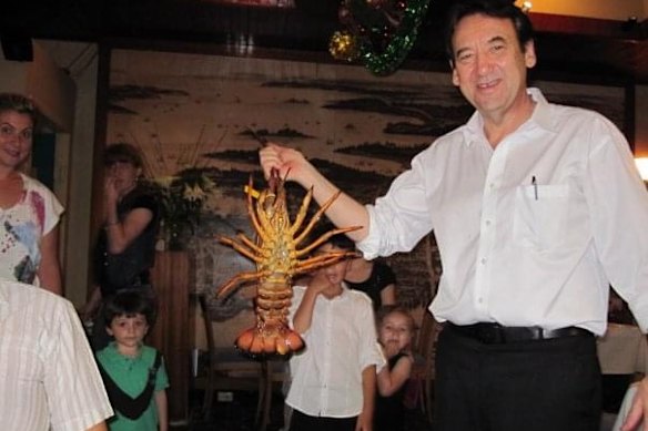 Danny showing off the seafood. 