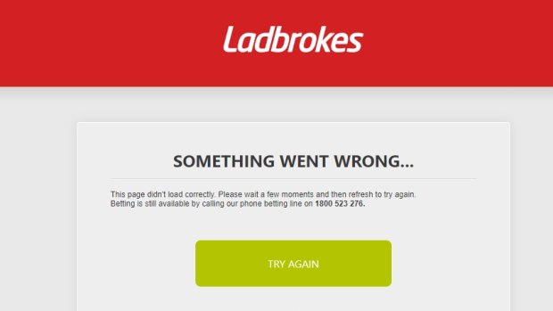 Ladbrokes' website and mobile app crashed on Tuesday, just hours before the Melbourne Cup.