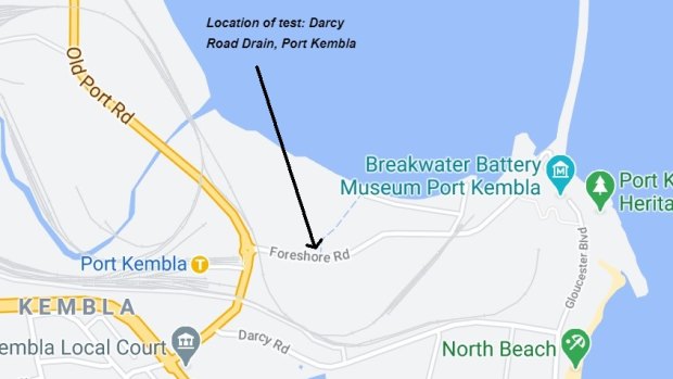 Map showing where contamination has been discovered at Port Kembla. 
