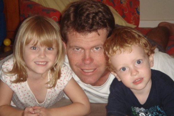 Lilie James, aged six, with father Jamie and brother Max