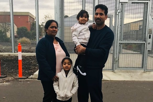 The Tamil family is pictured in detention in Melbourne.