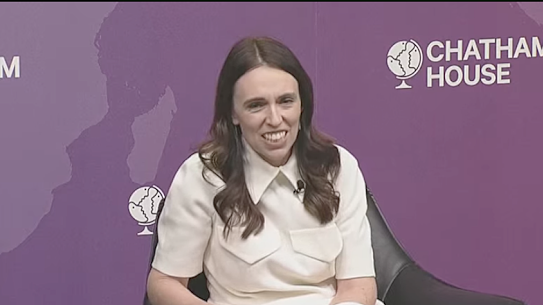 New Zealand Prime Minister Jacinda Ardern speaking at Chatham House on Friday, 1 July, 2022.
