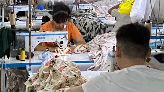 Garment workers in Guangzhou’s “Shein Village” district work through their lunch break to churn out fast fashion destined to be sold on Chinese e-commerce site Pindoudou.