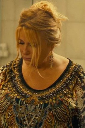 Screenshot of Jennifer Coolidge wearing Camilla in the HBO/Foxtel series The White Lotus.