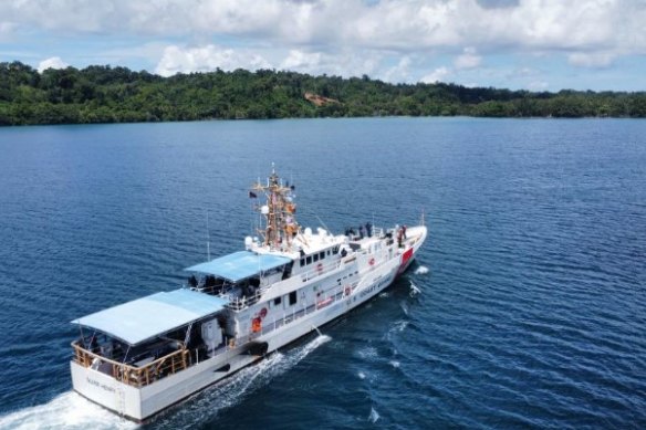 The USCGC Oliver Henry wasn’t permitted to dock in Solomon Islands. 