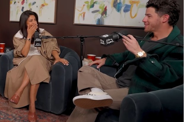 Priyanka Chopra Jonas and Nick Jonas blushed as their original Twitter DMs were read aloud on the Hey Jonas podcast.